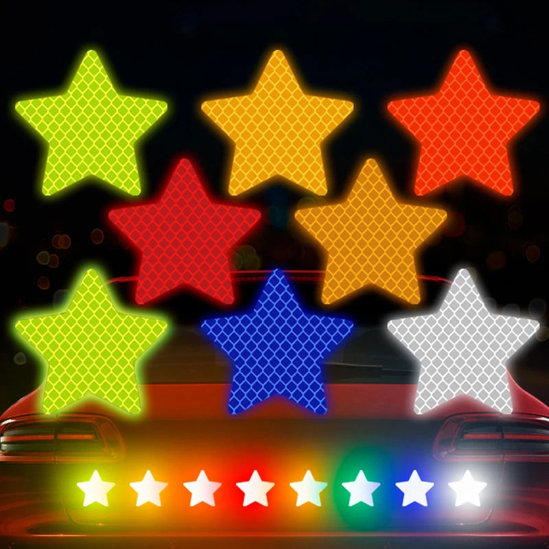 10pcs/set Car Bumper Reflective Safety Strip Stickers Car Star Reflective Sticke