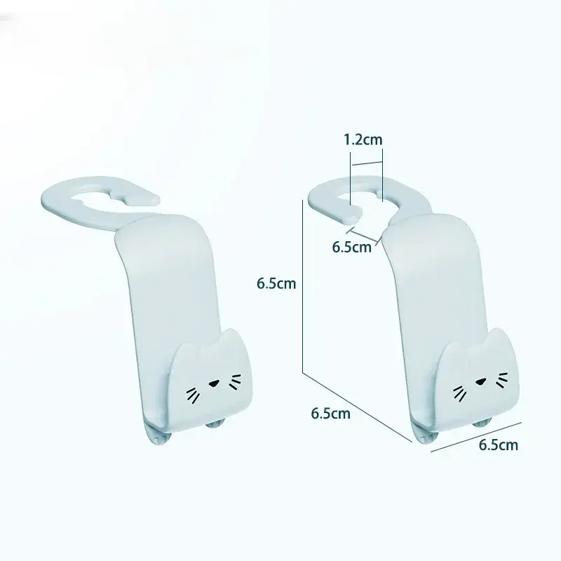 Thumbnail: 1/2Hooks for Bags Car Clips Front Seat Headrest Organizer Holder Cute Cat Auto H