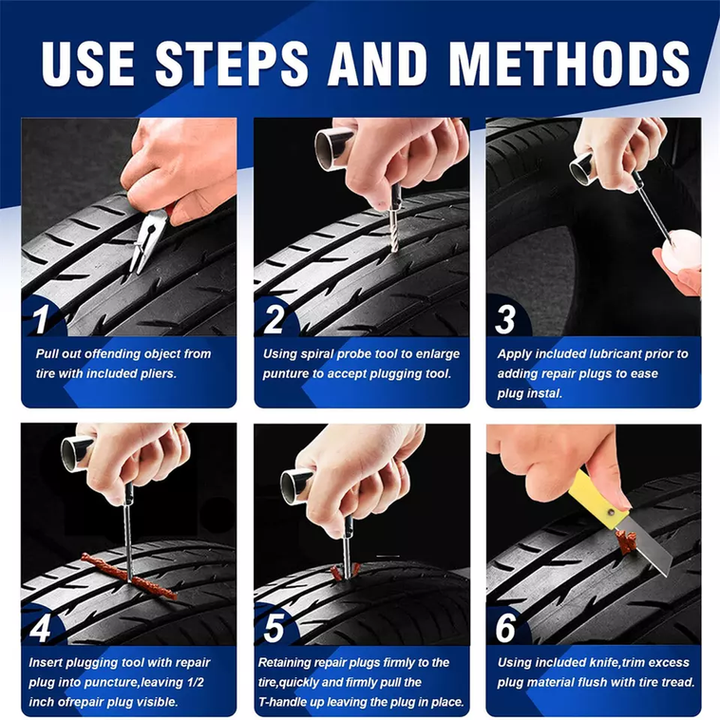 Thumbnail: Car Tire Repair Tool Tire Repair Kit Studding Tool Set Auto Bike Motorcycle Tire