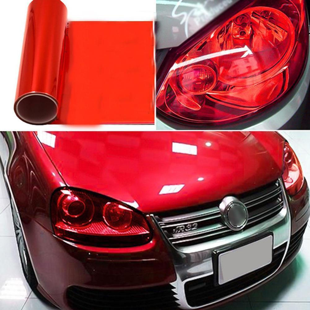 Red Car Light Headlight Taillight Tint Vinyl Film Sticker Sheet Fog Light Rear L