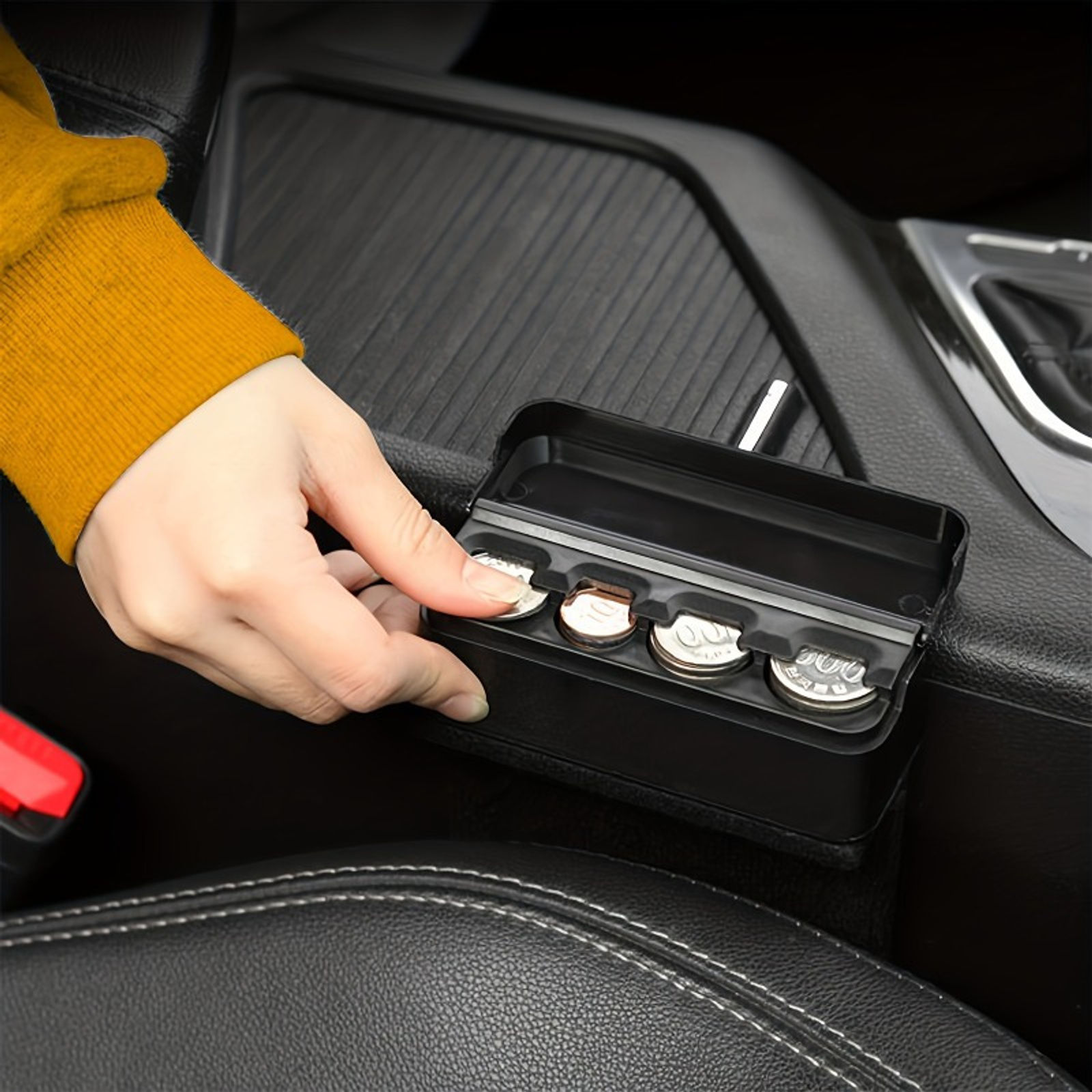Coin Holder For Car Change Organizer Universal Storage Coin Money Dispenser Comp