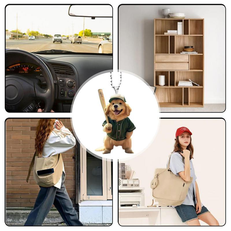 Thumbnail: 2D Car Pendant Acrylic Dog Drop Ornament Universal Auto Rearview Mirror Interior