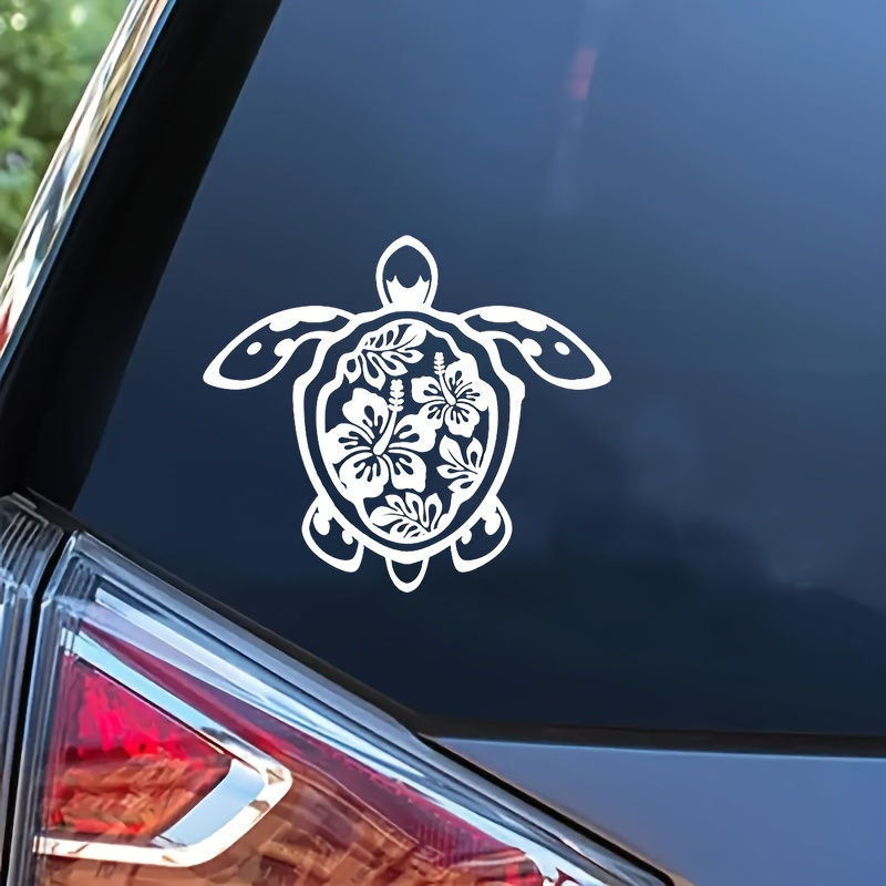 A turtle sticker - Vinyl Self Adhesive Car Sticker with Hawaiian Floral Design,D