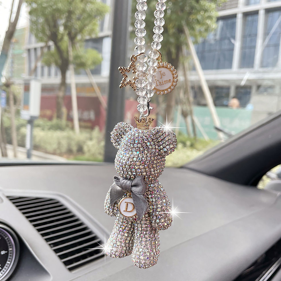 Thumbnail: Rhinestone Crystal Bow Bear Car Pendant Mirror Hanging Ornaments Diamond Bling C
