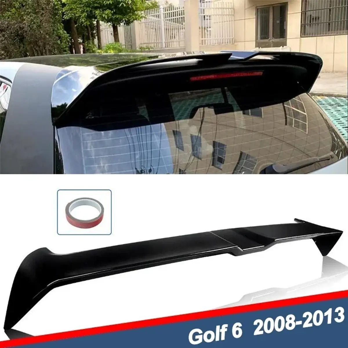 Rear Trunk Roof Top Tailgate Spoiler For VW Golf 6 MK6 GTI R 2008-13 Carbon Look
