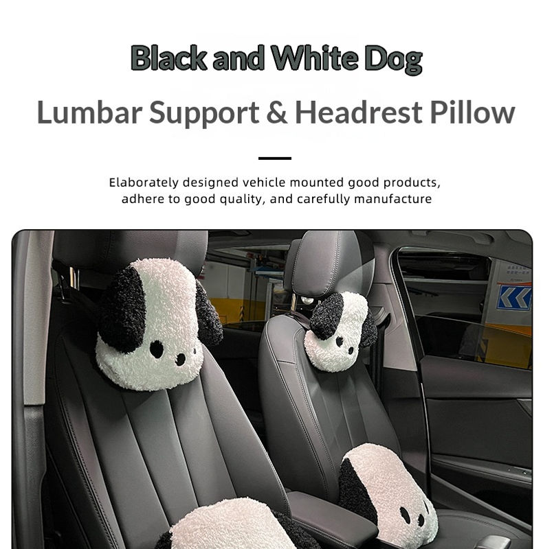 Thumbnail: Cartoon Car Plush Lumbar Pillow Headrests Fixed Elastic Band Soothing Spine Desi