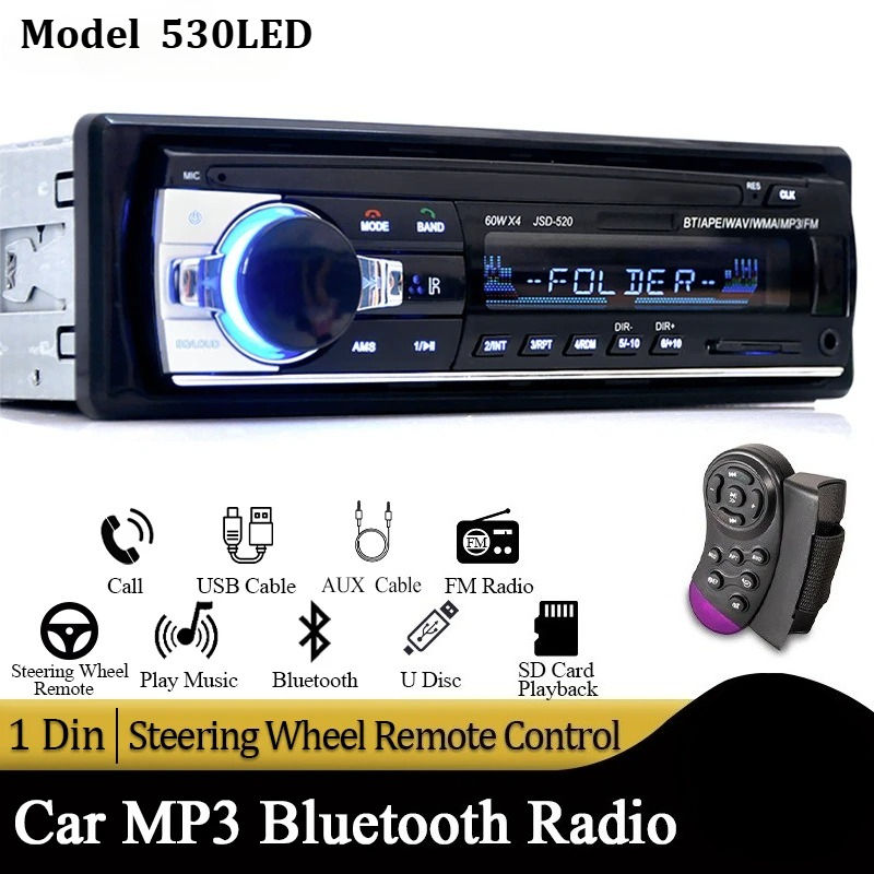 Car Radio Autoradio 1 din Bluetooth 12V Car Audio Mp3 Player Single Knob Digital
