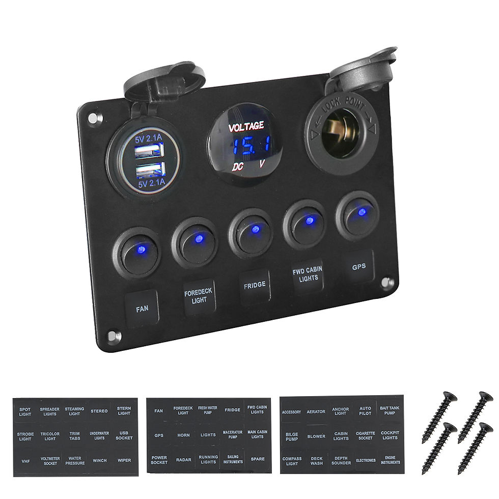 Thumbnail: 12V 24V 5 Button LED Switch Panel Light Toggle USB Chargers 3.0 Volt Gauge For C