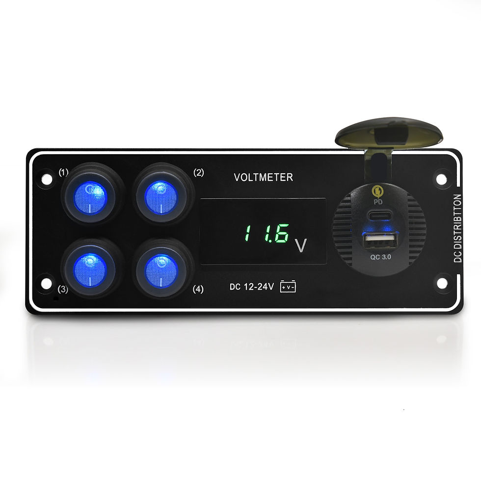Thumbnail: 24V 12V Switch Panel 4 Buttons Car Light Toggle USB Charger 3.0 Power Adapter Au