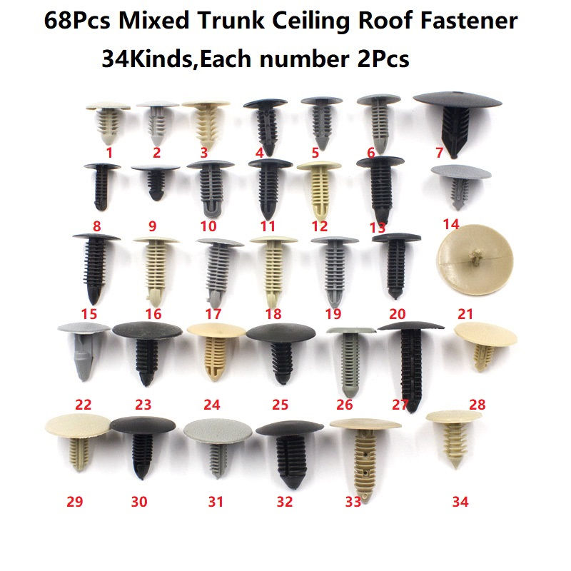 Thumbnail: Mixed Auto Trunk Ceiling Roof Engine Cover Insulated Cotton Plastic Fastener Scr