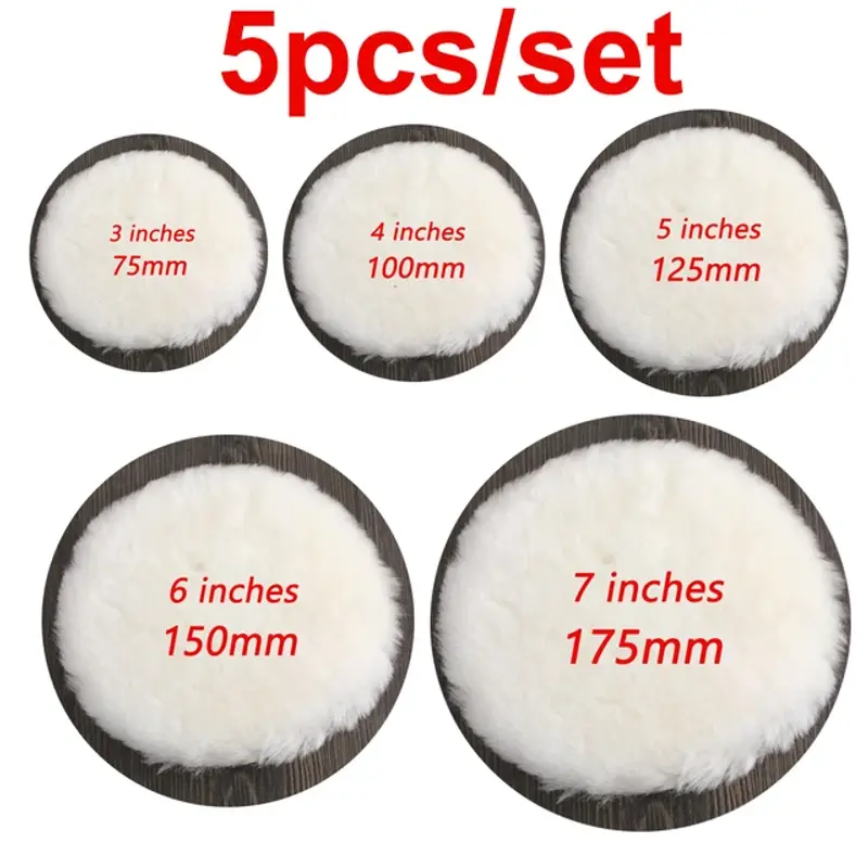 Thumbnail: 5 Sizes 75-180mm Wool Polishing Disc Car Waxing Polishing Buffing Car Paint Care