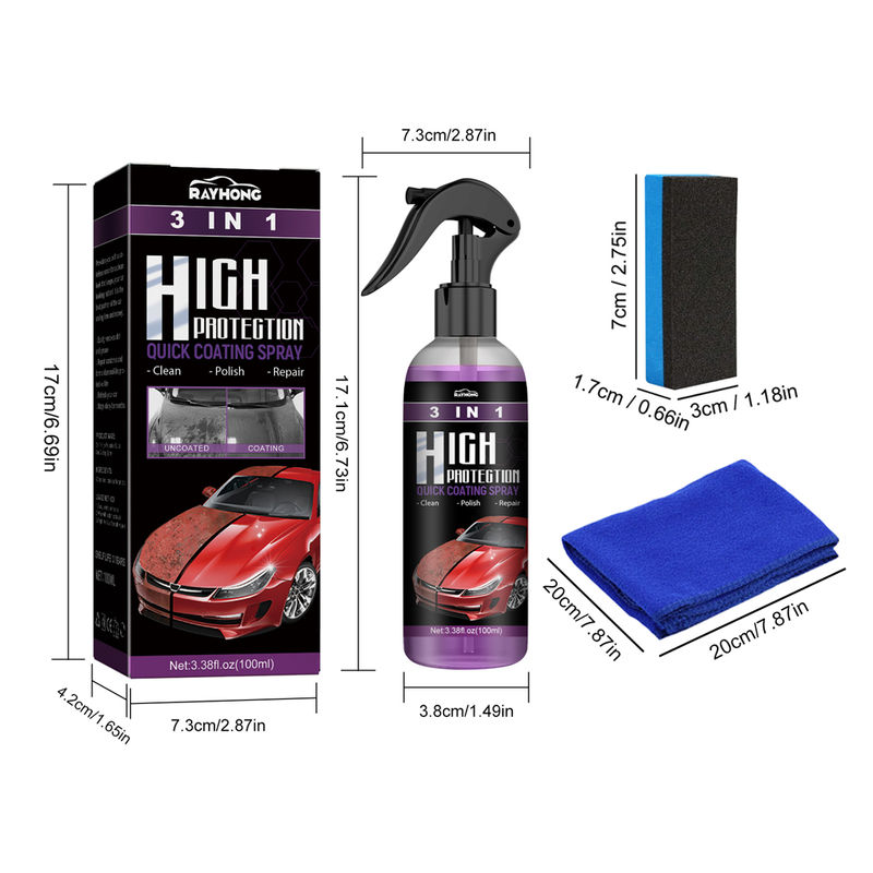 Thumbnail: 3 IN 1 Car Quick Ceramic Coating Spray 100ml High Protection Car Coating Wax Pol