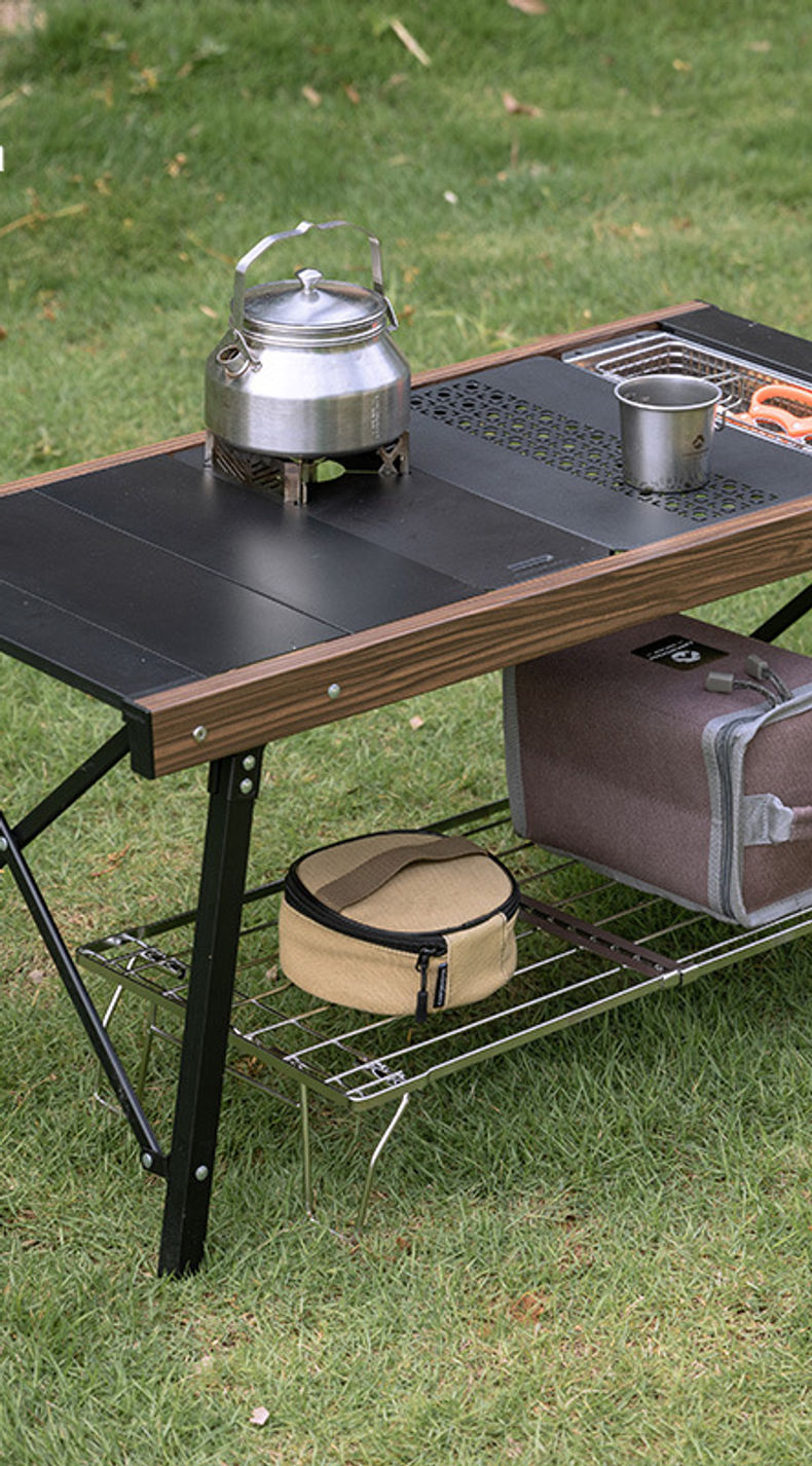 CAMPINGMOON FD-13 stainless steel telescopic field frame camping table storage r
