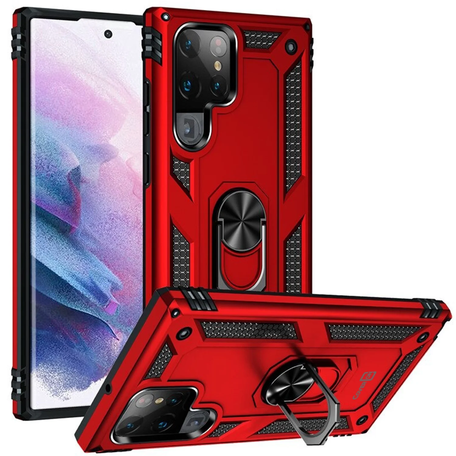 for Samsung Galaxy S22 Ultra Ring Case, Kickstand Rugged Phone Cover Magnetic Ca