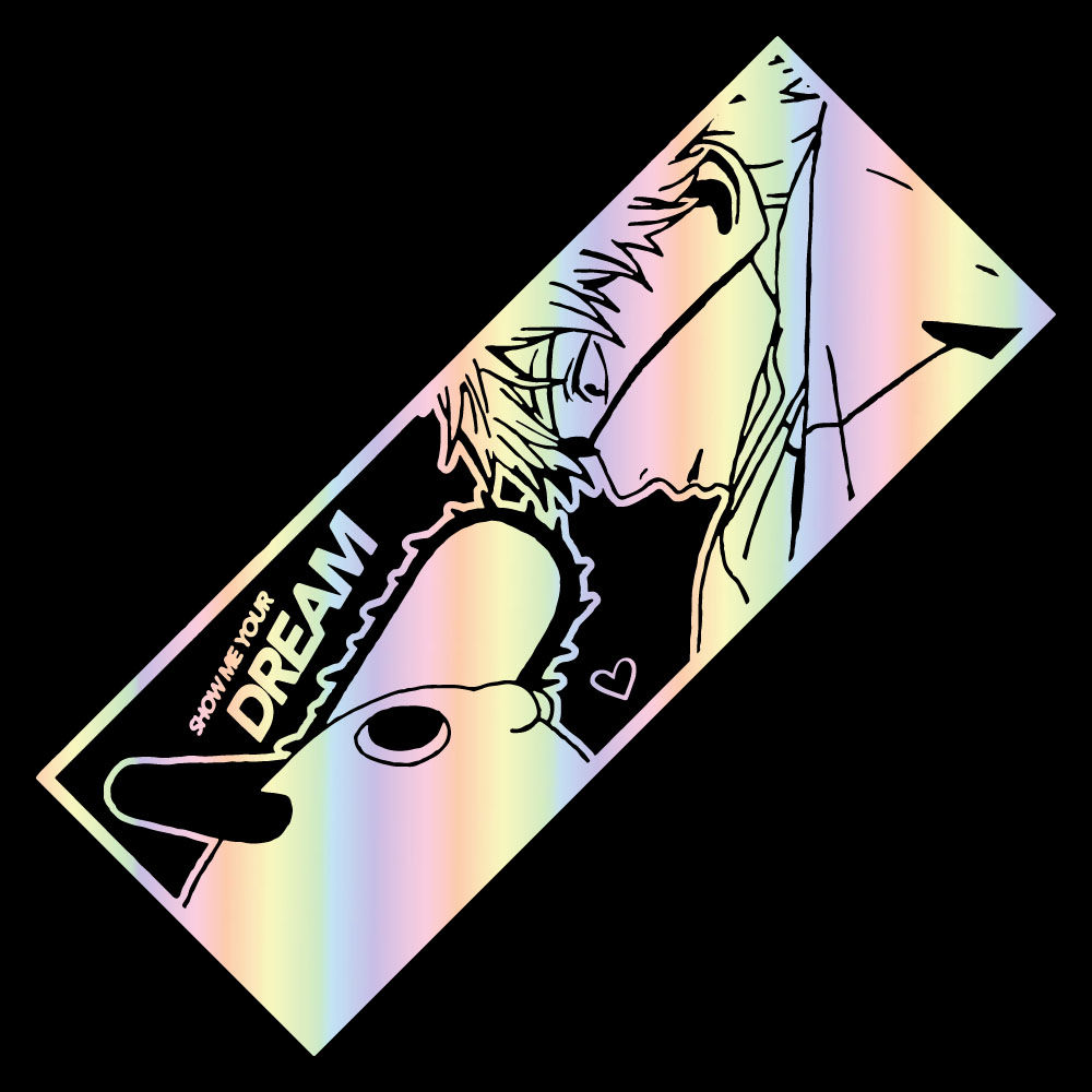 Anime Vinyl Decal Show Me Your Dream Chainsaw Design Sticker JDM Holographic Car
