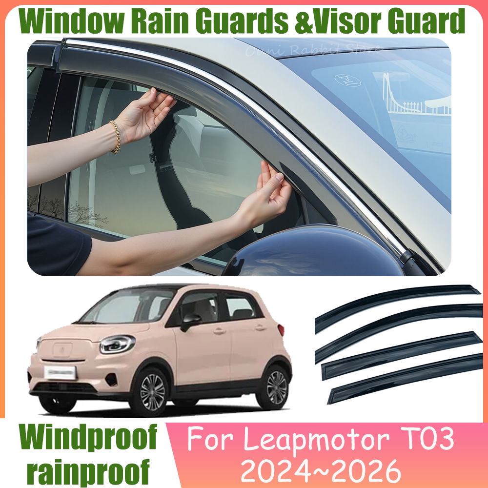 For Leapmotor T03 2024~2026 2025 Car Window Sunshade Rain Guards Side Window Vis