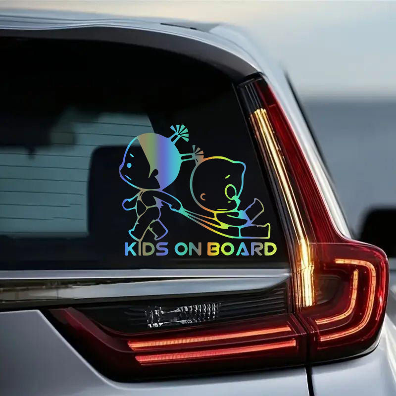 Thumbnail: "Kids On Board" Kids Safety Decal - 18X15cm Vinyl Sticker for Car Rear Windshiel