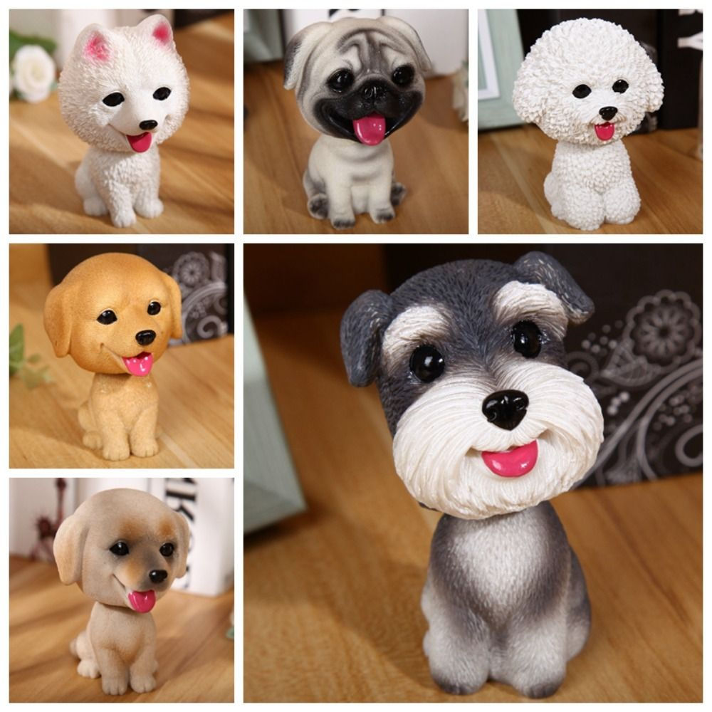 Bobblehead Shaking Head Dog Car Ornament Simulation Dog Nodding Puppy Decor Cute