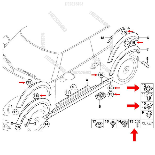Thumbnail: 60pc U-Shape Metal Nut/Screw Washers for BMW E46 E92 E90 F10 Car Fender Bumper C