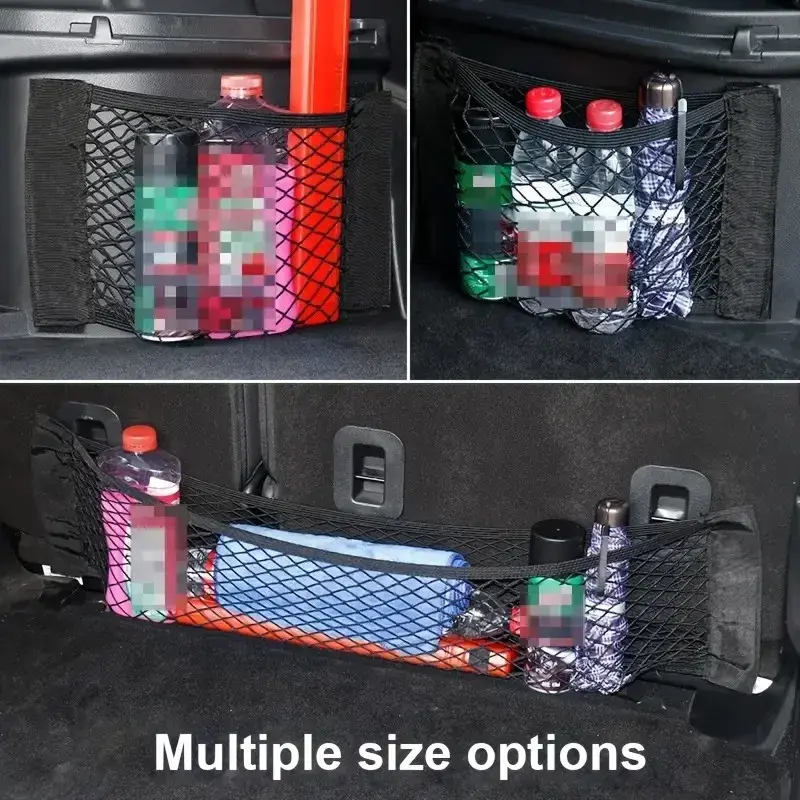 Thumbnail: 1pc Universal Car Storage Bag Double Mesh Trunk Storage Net, Car Built-in Storag