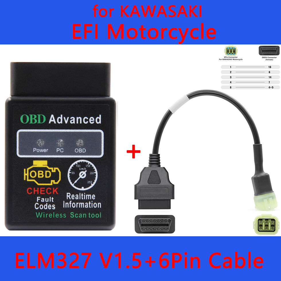 Thumbnail: ELM327 V1.5 Code Reader BT 2.0 Motorcycle To 16PIN OBD2 Moto Adater Cable Repair