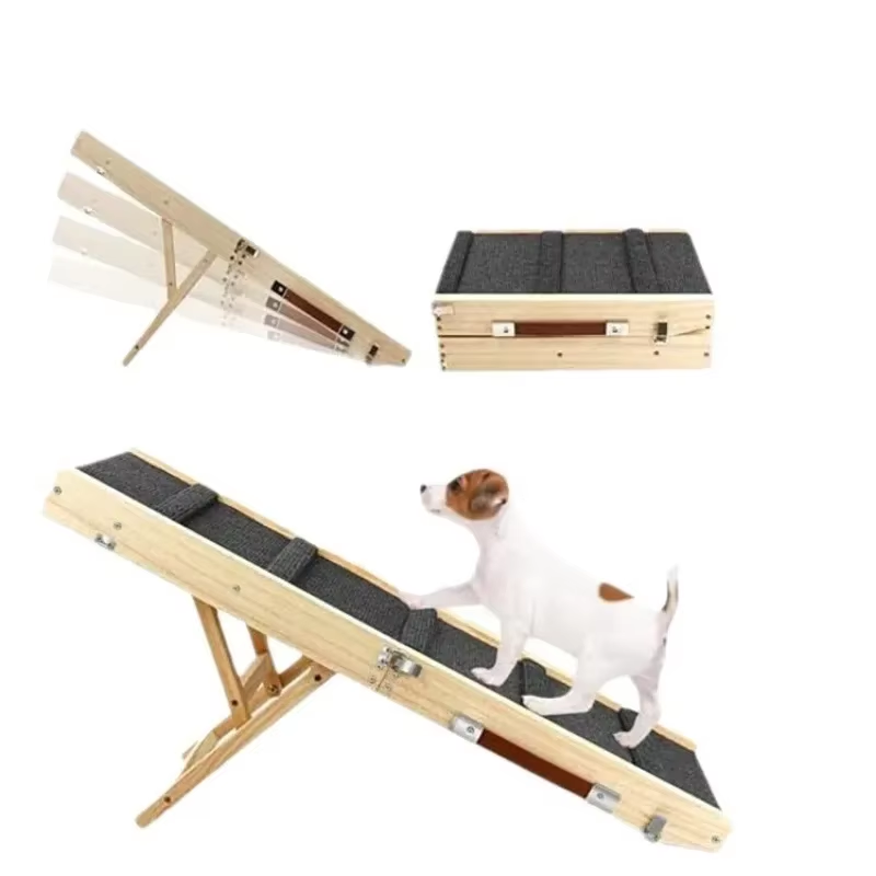 Thumbnail: Foldable Dog Ramp for Bed Adjustable Height Wooden Pet Stairs Portable Slant Lad