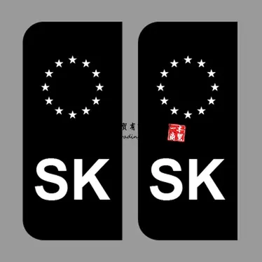 Thumbnail: 2 x Number Plate Black Sticker D E GB NL PL DK CZ SK EU Field Film Black Car Tra