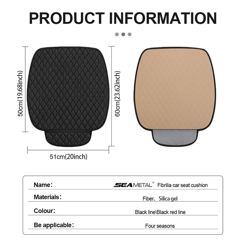 Thumbnail: SEAMETAL 1Pc Flax Car Front Seat Cover Breathable Linen Car Seat Cushion Anti Sl