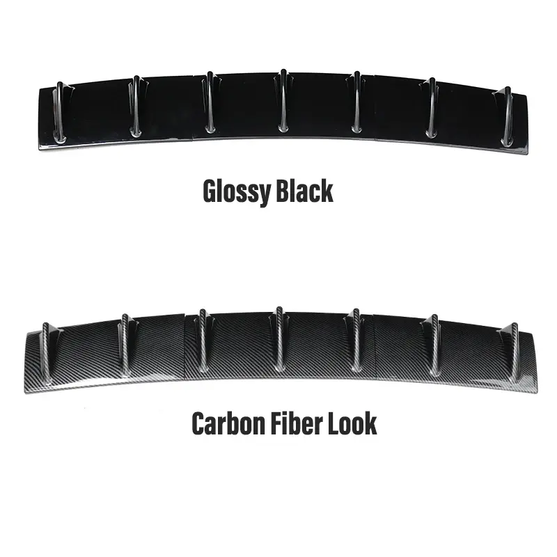 Thumbnail: 3pcs Universal Rear Bumper Spoiler Diffuser Gloss Black 7 Wing Shark Fin Style L