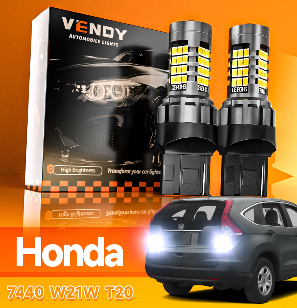 2x LED Reverse Light Blub Lamp W21W 7440 T20 For Honda Accord Civic 7 8 CR-V 2 3