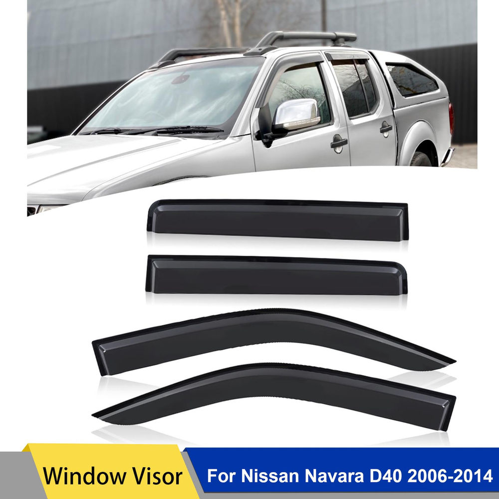 Sun Rain Guards Side Window Deflector Window Visor for Nissan Navara D40 2006-20