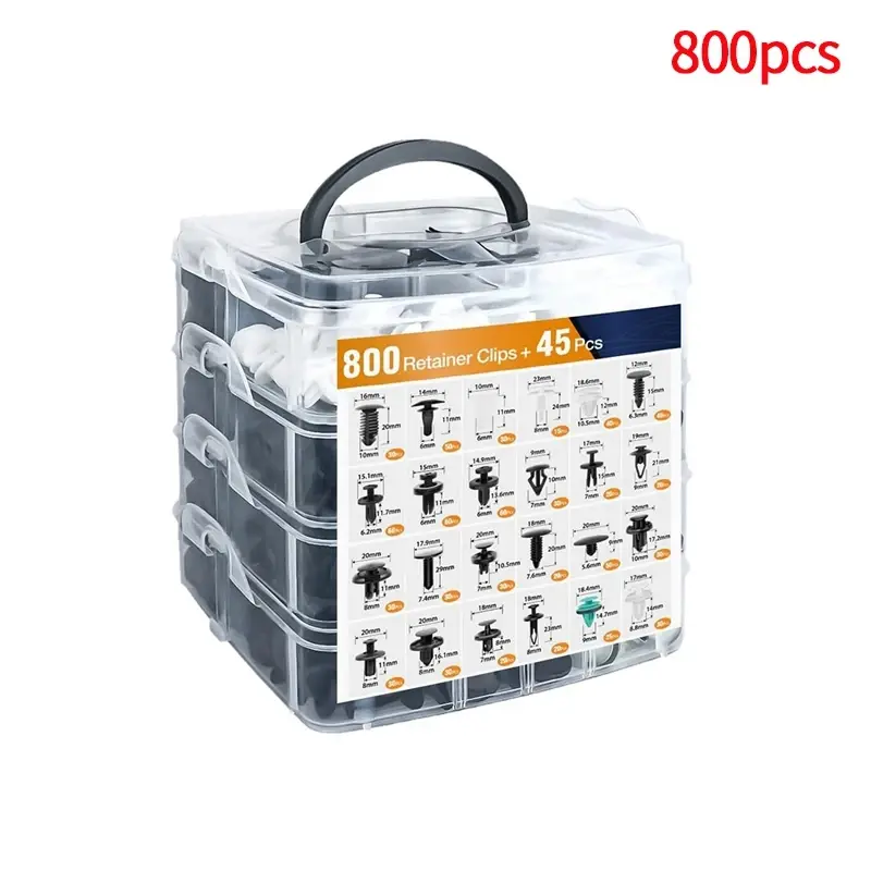 Thumbnail: 6 Size 100-820Pcs Auto Fastener Clips Kit Plastic Rivets Fastener Screw Car Bump