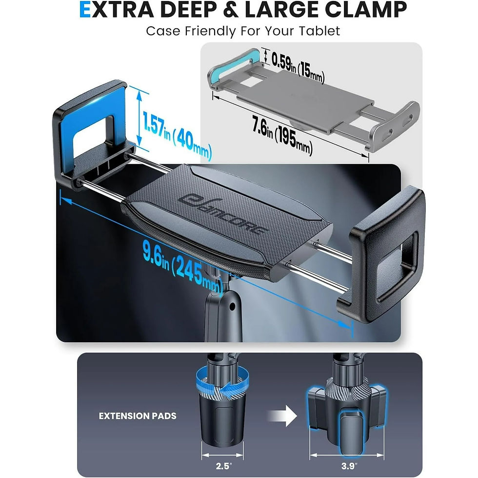 Thumbnail: Tablet Holder for Car, for iPad Cup Holder Car Mount with 1.57" Depth Large..