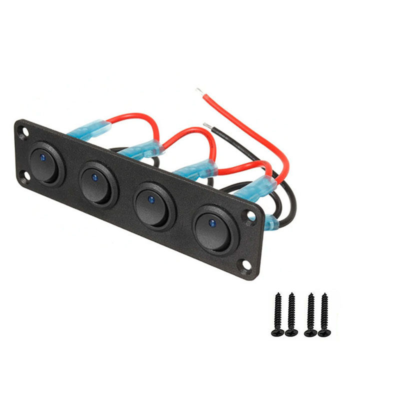 Thumbnail: 12V 1-4 Gang Universal Toggle Switch Panel USB Car Boat Marine RV Truck Blue LED