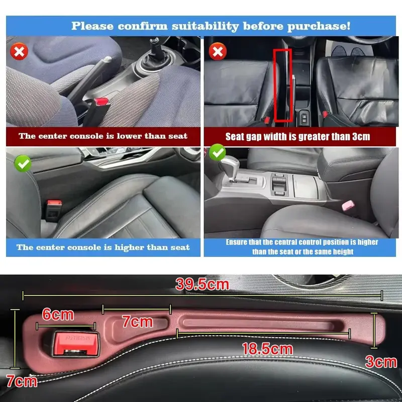 Thumbnail: 1 Pair Car Seat Gap Filler Leak Proof Crevice Storage Organizer Universal Fit Be