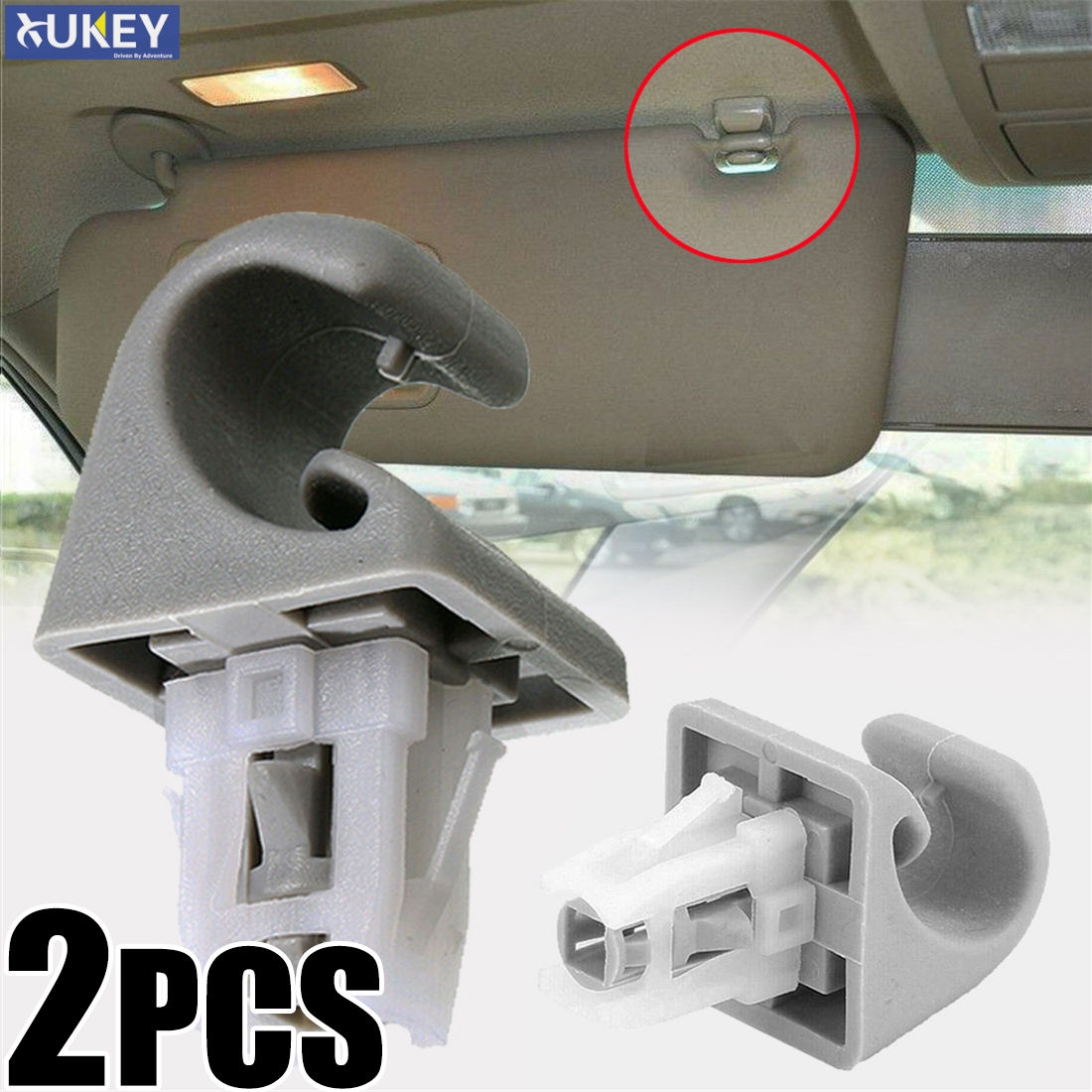 2Pcs Interior Sun Visor Hook Clips Bracket Sunvisor Retainer Auto Replacement Fo