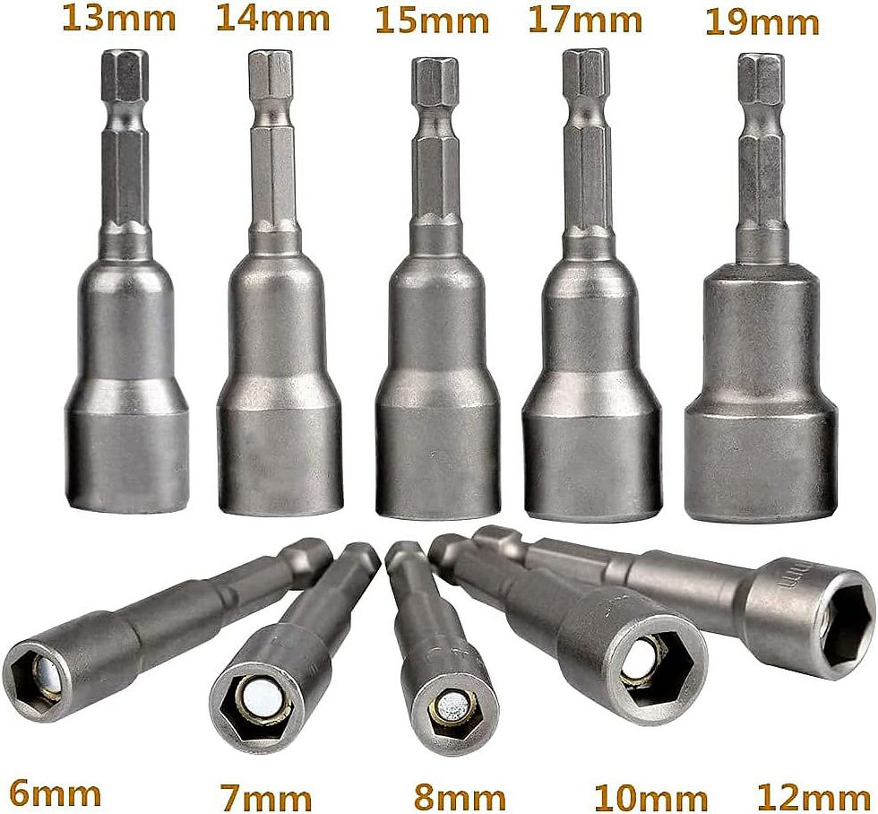 Thumbnail: Guhuijie Set of 10 Magnets Hexagonal Socket, 6-19 mm Screw-on Wrench for Dr..