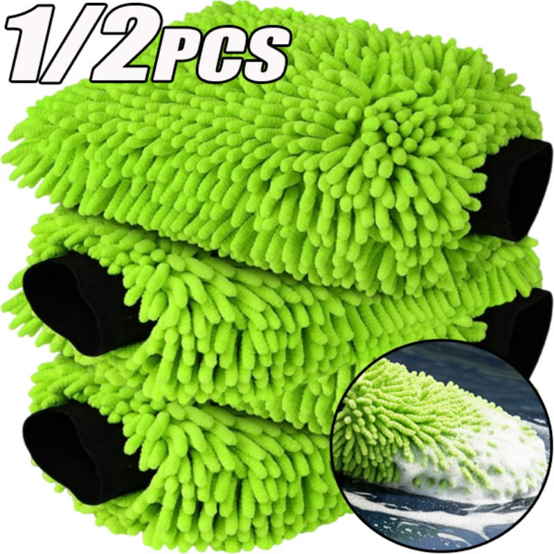 Car Wash Sponge Microfiber Car Wash Super Absorbent 1/2pcs Green Gloves Scratch