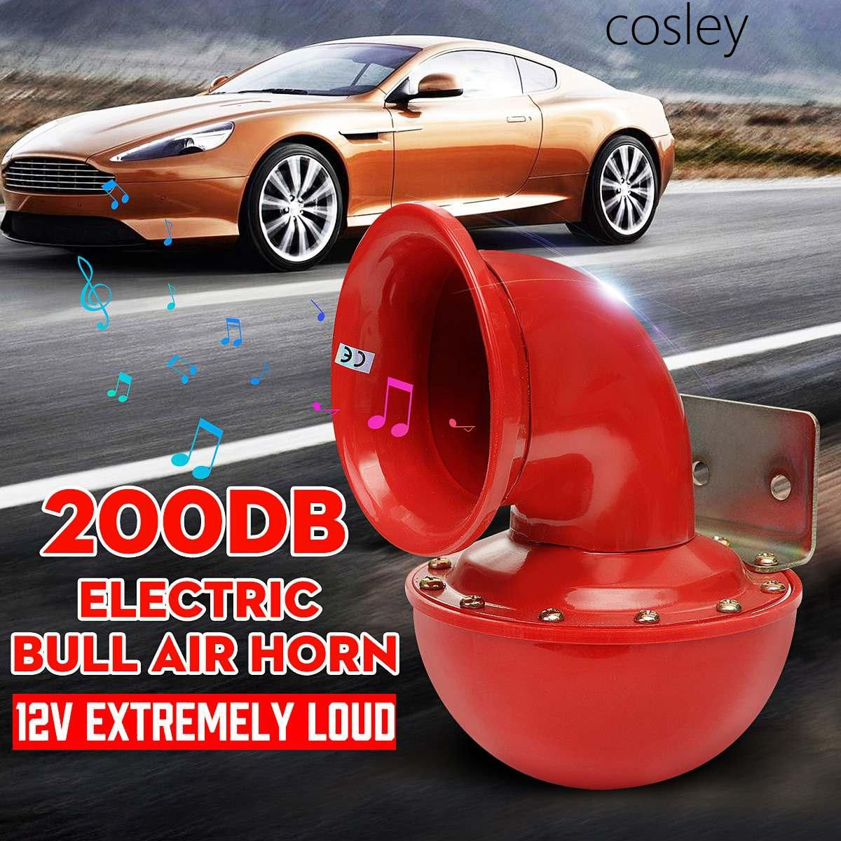 Car Horn Red Horn Electric Bull Horn Cow Sound Metal Horn for Truck Train Boat M