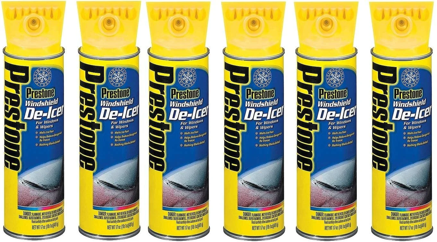 Prestone AS244 17 oz Windshield De-Icer Aerosol Spray, Pack of 6