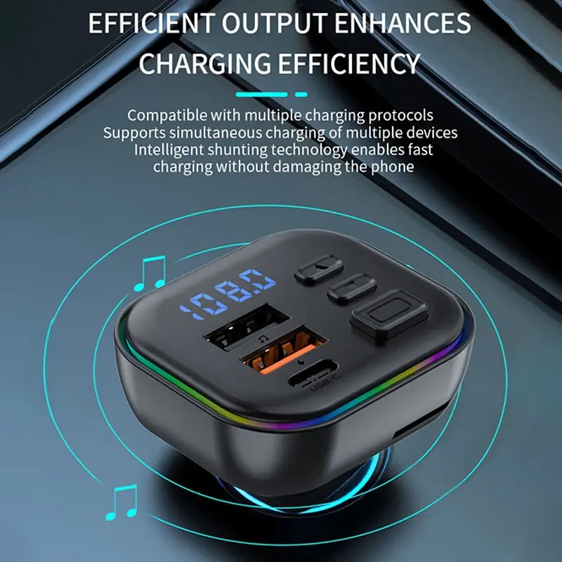 Thumbnail: Car MP3 Player Bluetooth 5.4 FM Transmitter Handsfree Car Radio Modulator Dual U