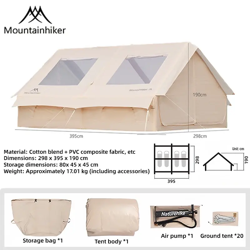 The Mountainhiker inflatable camping tent is a portable, all-season family tent