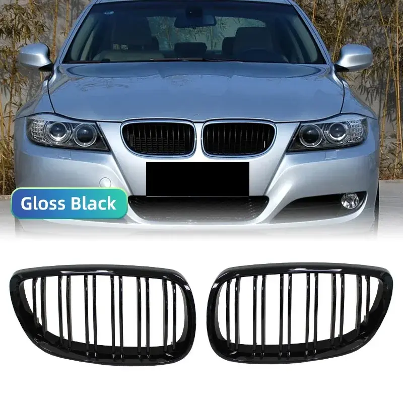 Thumbnail: Front Bumper Kidney Grill For BMW E92 E93 M3 2006-2009 Gloss Black Dual Line Gri