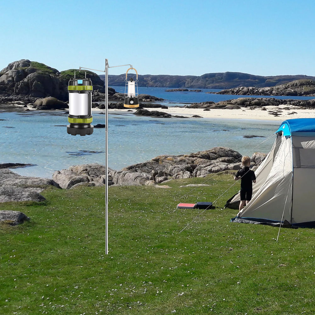 Camping Lantern Stand, 1.9M Collapsible Stainless Steel Lamp Stand with Hook, He