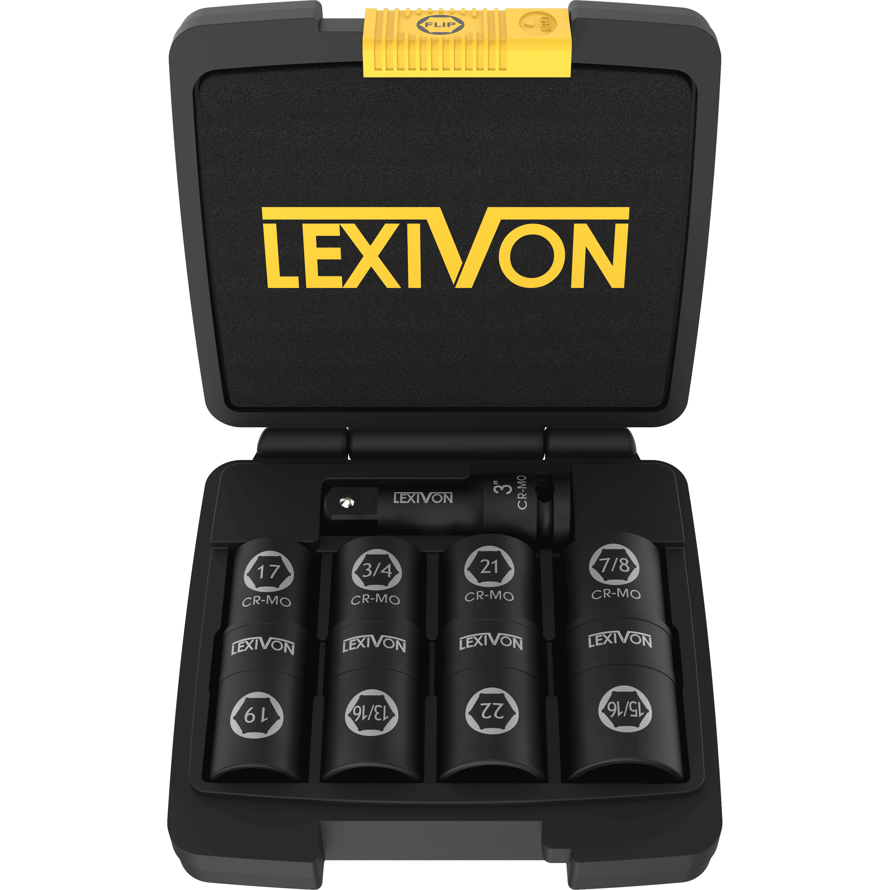LEXIVON Lug Nut Impact Socket Set, 1/2-Inch Drive | Innovative 8-IN-4 Flip ..