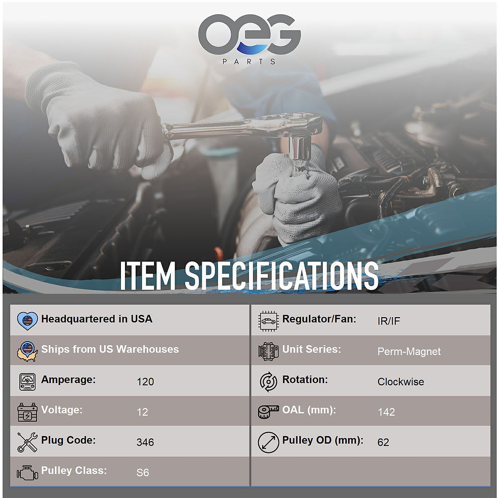 Thumbnail: OEG Parts New Alternator Replacement for Buick Allure V6 3.8L 06-09 AL8810N..