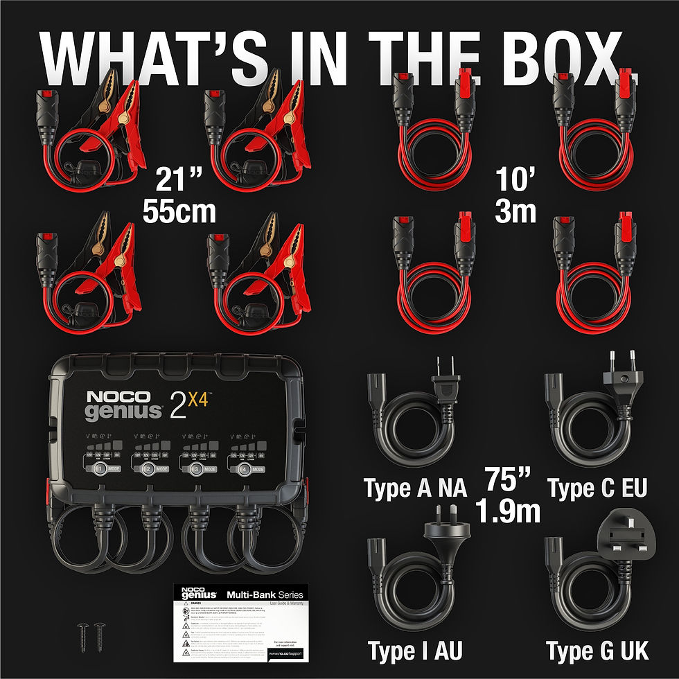 Thumbnail: NOCO GENIUS2X4 4-Bank 8A (2A/Bank) 6V/12V Smart Battery Charger and Maintai..