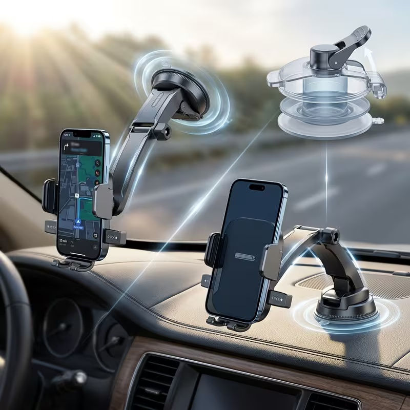 1/2 Piece Set of Car Suction Cup Phone Holder, Waterfall-Style Adhesive Car Moun