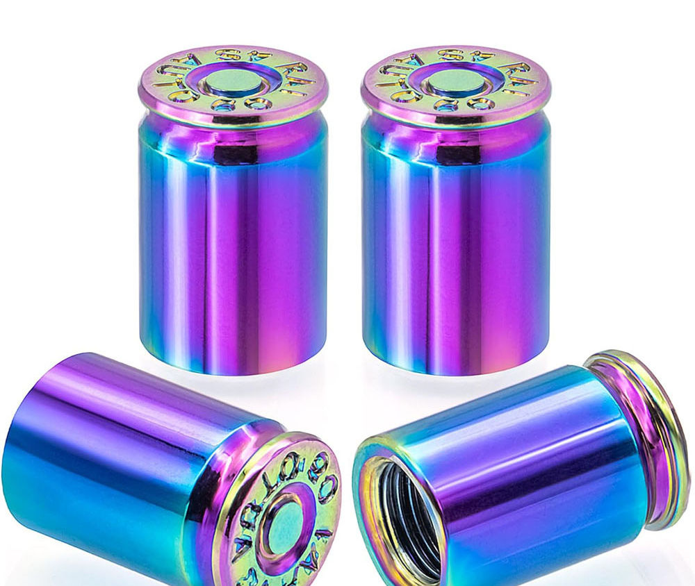 4PCS Bullet Shell Tire Valve Stem Caps, Aluminum Alloy Car Air Stem Cap for Cars