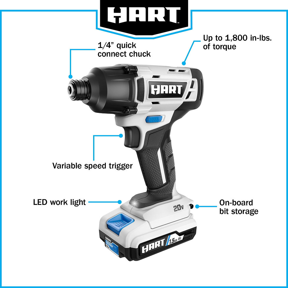 Thumbnail: HART 20-Volt Cordless 1/4" Hex Chuck Impact Driver Kit, (2) 1.5Ah Lithium-I..